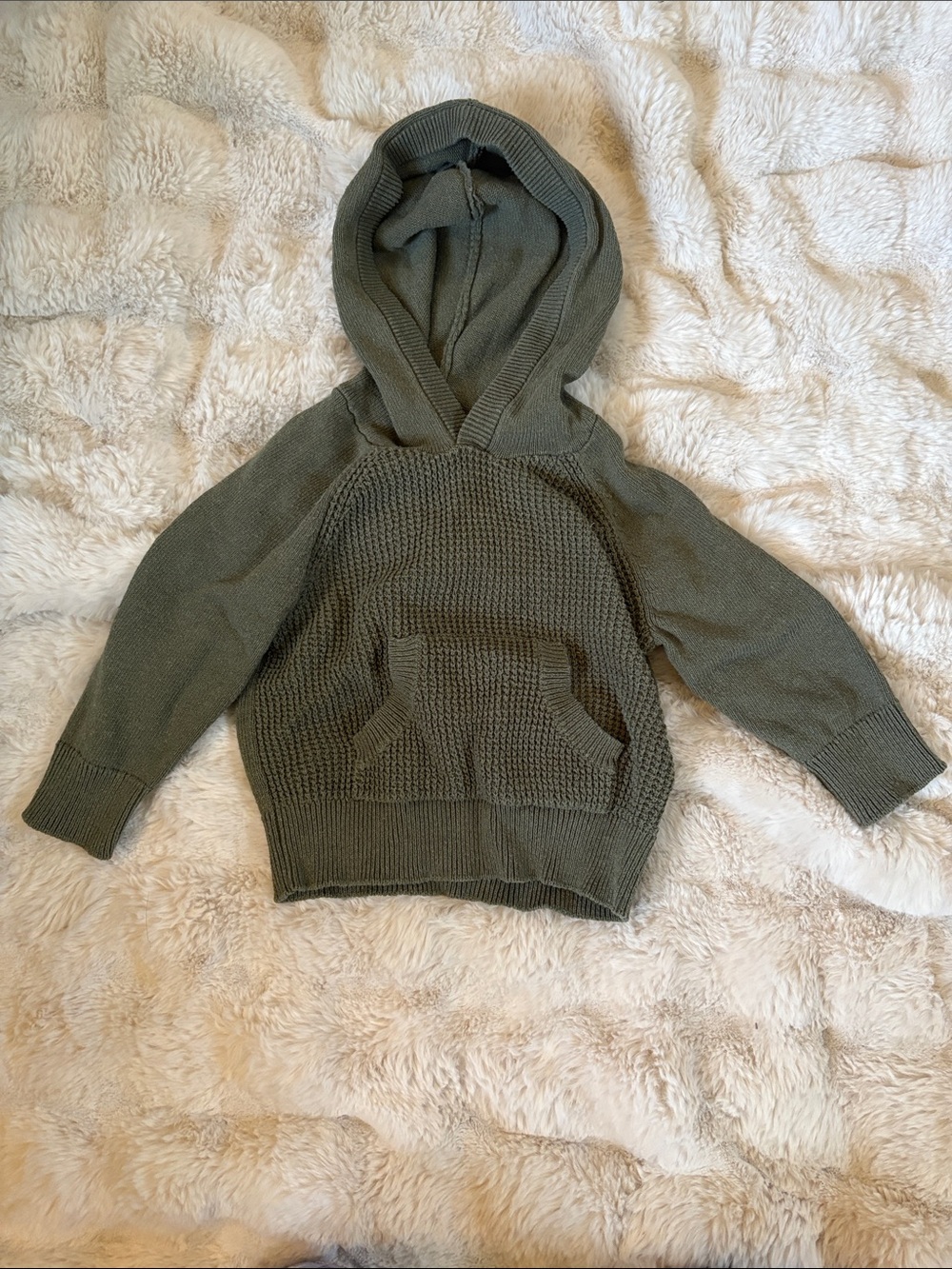 Cat & Jack Olive Green Knit Hooded Sweater